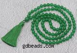 GMN62 Hand-knotted 8mm candy jade 108 beads mala necklace with tassel