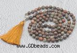 GMN622 Hand-knotted 8mm, 10mm ocean agate 108 beads mala necklaces with tassel