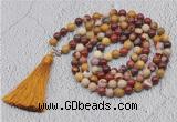 GMN637 Hand-knotted 8mm, 10mm mookaite 108 beads mala necklaces with tassel