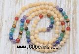 GMN6420 Hand-knotted 7 Chakra 8mm, 10mm honey jade 108 beads mala necklaces