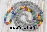 GMN6437 Hand-knotted 7 Chakra 8mm, 10mm labradorite 108 beads mala necklaces