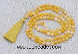 GMN673 Hand-knotted 8mm, 10mm green banded agate 108 beads mala necklaces with tassel