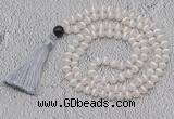 GMN683 Hand-knotted 8mm, 10mm Tibetan agate 108 beads mala necklaces with tassel