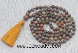 GMN692 Hand-knotted 8mm, 10mm ocean agate 108 beads mala necklaces with tassel