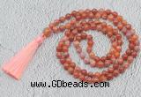 GMN694 Hand-knotted 8mm, 10mm fire agate 108 beads mala necklaces with tassel