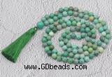 GMN696 Hand-knotted 8mm, 10mm grass agate 108 beads mala necklaces with tassel