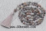 GMN700 Hand-knotted 8mm, 10mm Botswana agate 108 beads mala necklaces with tassel