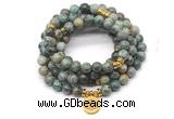 GMN7029 8mm African turquoise 108 mala beads wrap bracelet necklace