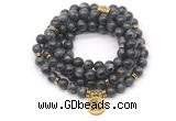 GMN7035 8mm black labradorite 108 mala beads wrap bracelet necklace