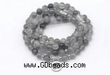 GMN7037 8mm cloudy quartz 108 mala beads wrap bracelet necklace