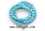 GMN7053 8mm blue howlite 108 mala beads wrap bracelet necklaces