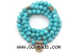 GMN7054 8mm turquoise 108 mala beads wrap bracelet necklaces