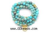 GMN7055 8mm blue sea sediment jasper 108 mala beads wrap bracelet necklaces