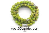 GMN7056 8mm green sea sediment jasper 108 mala beads wrap bracelet necklaces