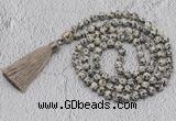 GMN715 Hand-knotted 8mm, 10mm dalmatian jasper 108 beads mala necklaces with tassel