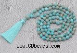 GMN720 Hand-knotted 8mm, 10mm sea sediment jasper 108 beads mala necklaces with tassel