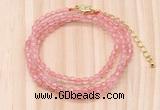 GMN7206 4mm faceted round tiny cherry quartz beaded necklace jewelry