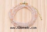 GMN7207 4mm faceted round tiny pink aventurine beaded necklace jewelry