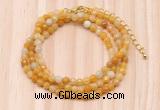 GMN7208 4mm faceted round tiny yellow aventurine beaded necklace jewelry