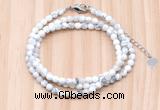 GMN7211 4mm faceted round tiny white howlite beaded necklace jewelry