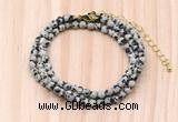 GMN7230 4mm faceted round tiny dalmatian jasper beaded necklace jewelry