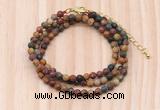 GMN7232 4mm faceted round tiny picasso jasper beaded necklace jewelry