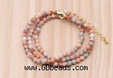 GMN7234 4mm faceted round tiny red net jasper beaded necklace jewelry