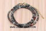 GMN7235 4mm faceted round tiny African bloodstone beaded necklace jewelry