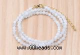 GMN7251 4mm faceted round tiny white moonstone beaded necklace jewelry