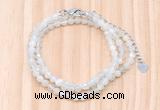 GMN7252 4mm faceted round tiny white moonstone beaded necklace jewelry