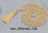 GMN726 Hand-knotted 8mm, 10mm honey jade 108 beads mala necklaces with tassel