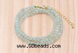 GMN7262 4mm faceted round prehnite beaded necklace jewelry