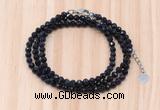 GMN7266 4mm faceted round blue goldstone beaded necklace jewelry