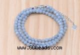 GMN7268 4mm faceted round blue angel skin beaded necklace jewelry