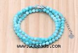 GMN7269 4mm faceted round amazonite beaded necklace jewelry