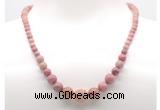 GMN7301 pink wooden jasper graduated beaded necklace & bracelet set