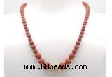 GMN7302 red jasper graduated beaded necklace & bracelet set