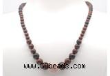 GMN7318 mahogany obsidian graduated beaded necklace & bracelet set