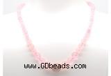 GMN7325 rose quartz graduated beaded necklace & bracelet set