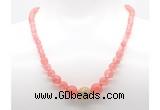 GMN7339 cherry quartz graduated beaded necklace & bracelet set