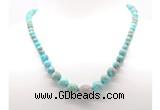 GMN7349 blue sea sediment jasper graduated beaded necklace & bracelet set