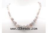 GMN7354 grey banded agate graduated beaded necklace & bracelet set