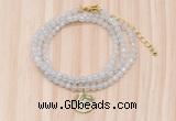 GMN7400 4mm faceted round tiny white jade beaded necklace with constellation charm