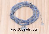 GMN7410 4mm faceted round tiny blue aventurine beaded necklace with constellation charm