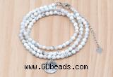 GMN7411 4mm faceted round tiny white howlite beaded necklace with constellation charm