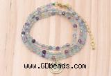 GMN7414 4mm faceted round tiny fluorite beaded necklace with constellation charm