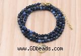 GMN7418 4mm faceted round tiny dumortierite beaded necklace with constellation charm