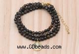 GMN7421 4mm faceted round tiny bronzite beaded necklace with constellation charm