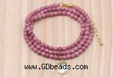 GMN7426 4mm faceted round tiny pink wooden jasper beaded necklace with constellation charm