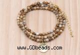 GMN7427 4mm faceted round tiny picture jasper beaded necklace with constellation charm